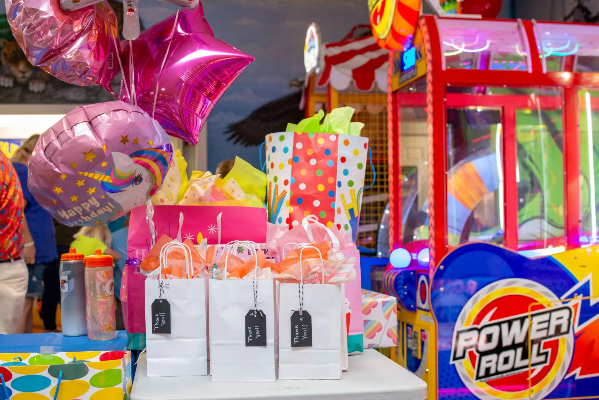 Birthday party gifts and balloons